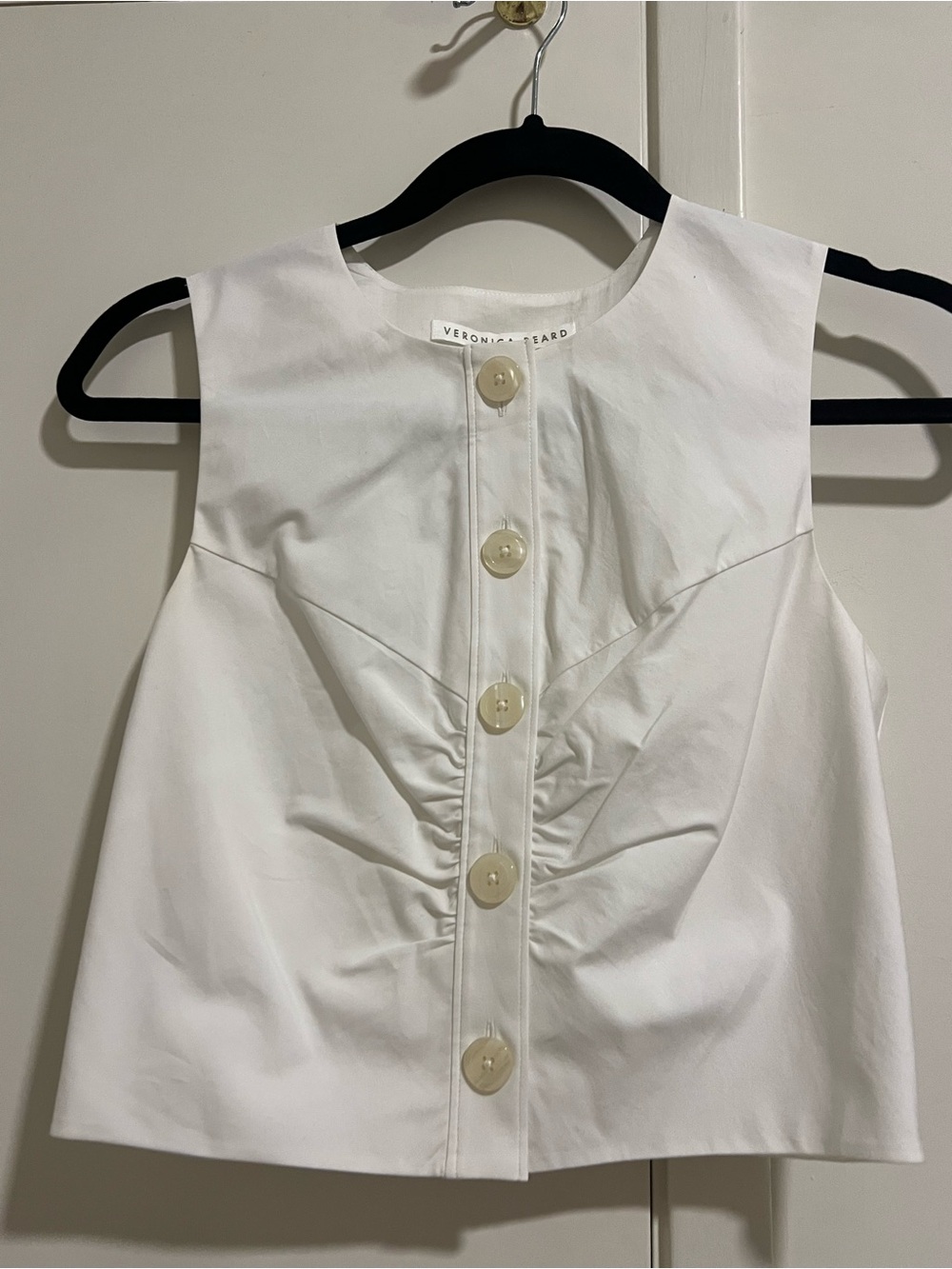 Veronica Beard Cream Button-Front Sleeveless Camisole